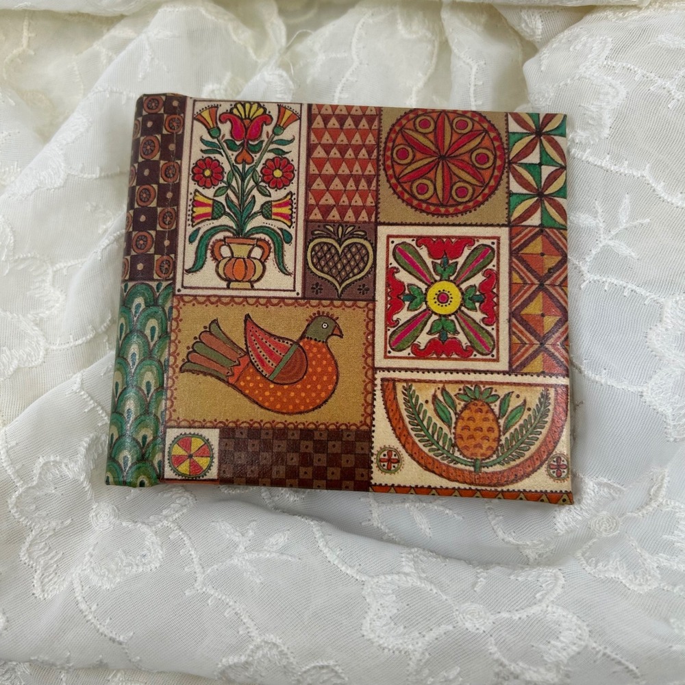 Vintage 70s Hallmark Mini Photo Album Folk Art - For Kodak Instamatic Camera